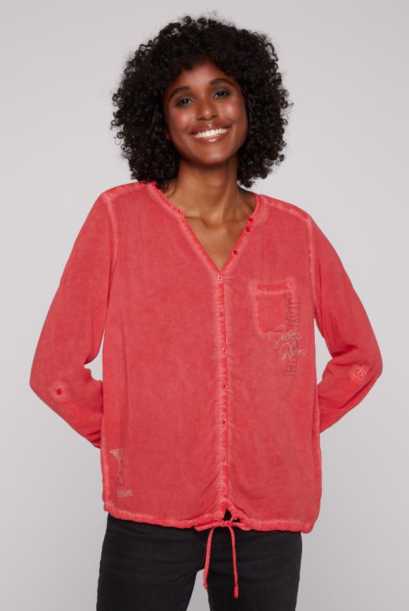 Belly-Bluse mit Rücken-Artwork flame scarlet