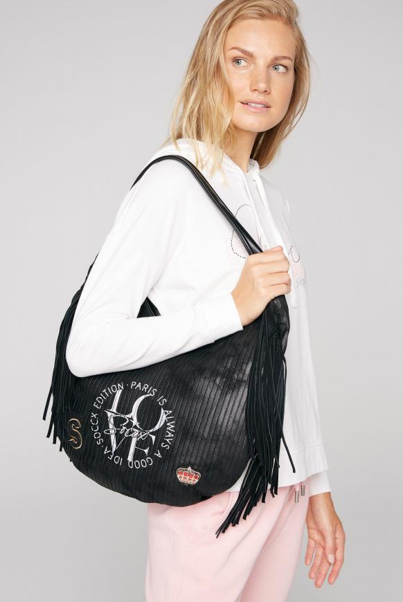 Beuteltasche mit Artwork und Fransen