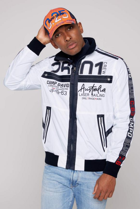 Blouson mit Logo-Tapes und Artworks opticwhite