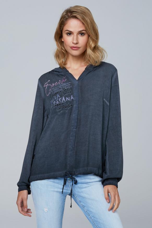 Bluse mit Kapuze und Streifenprint hinten