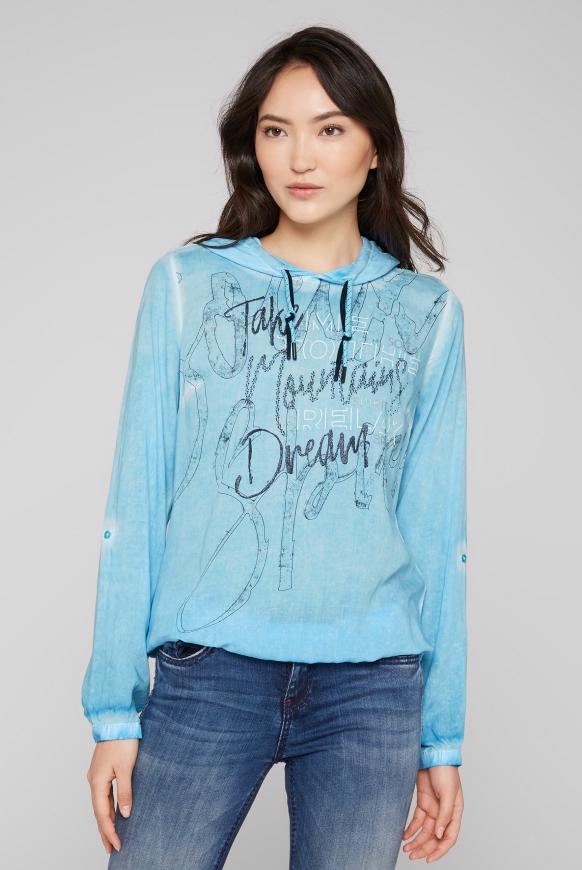 Bluse mit Kapuze und Wording Prints