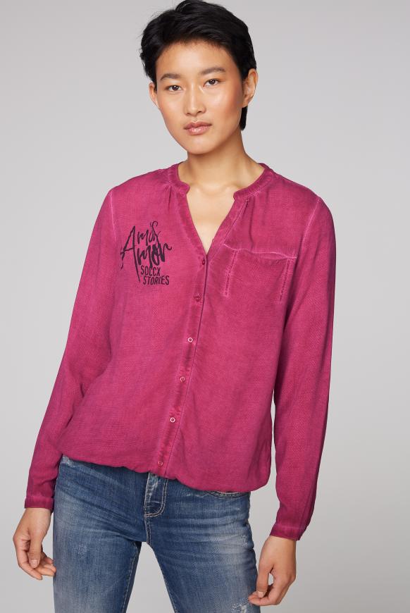 Bluse mit Webstruktur und Rücken-Artwork
