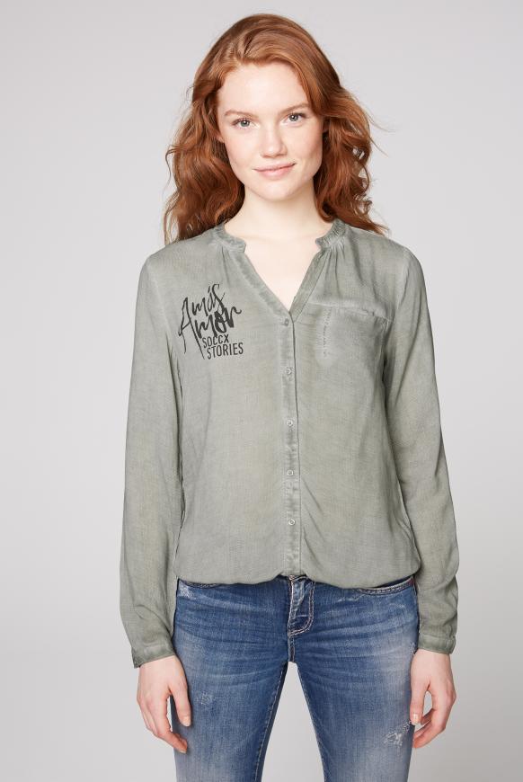 Bluse mit Webstruktur und Rücken-Artwork