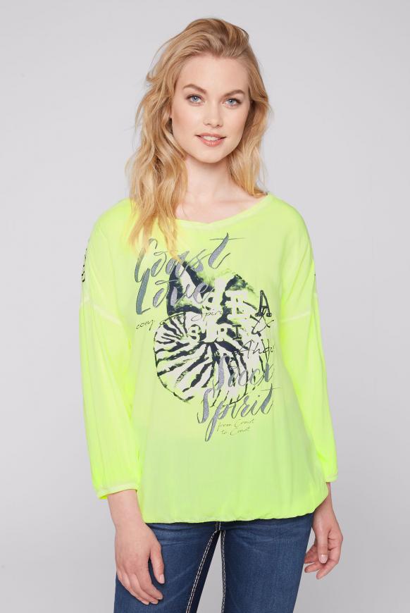 Blusenshirt Inside Oil Dyed mit Tapes und Prints super lemon
