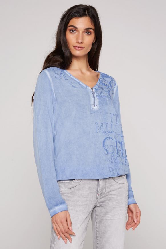 Blusenshirt mit Artwork und Zipper