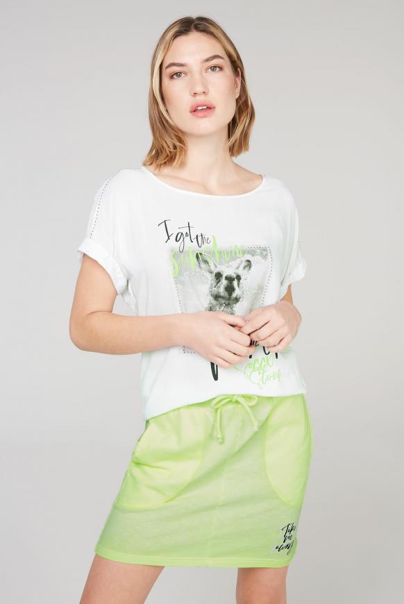 Blusenshirt mit Fotodruck und Glitzersteinen