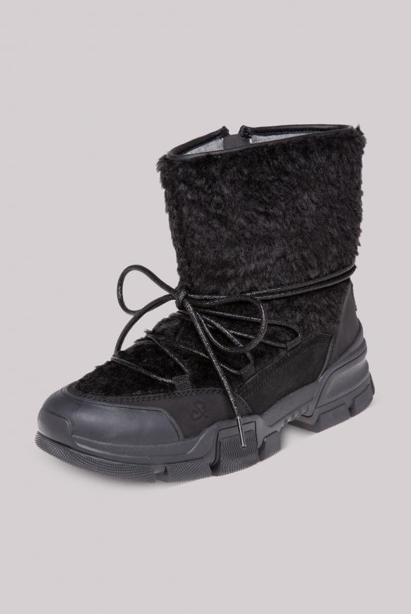 Boots aus Teddyplüsch mit Schnürung
