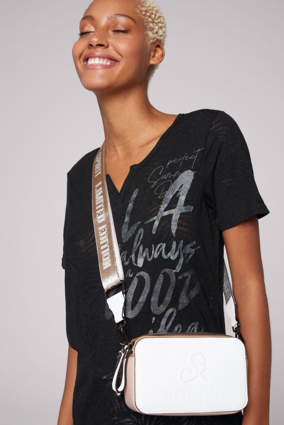 Bunte Modern Bag mit Logo-Gurt ivory