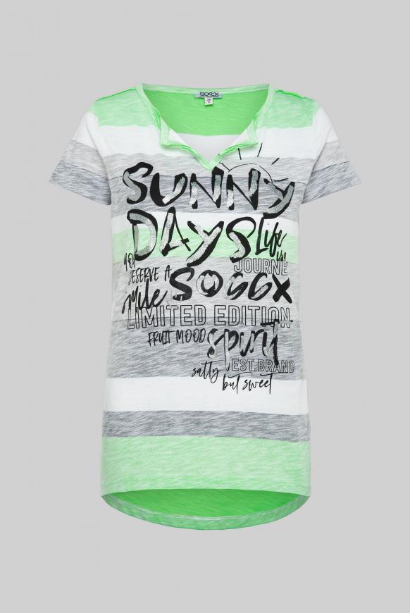 Buntes Streifenshirt mit Glitter Print