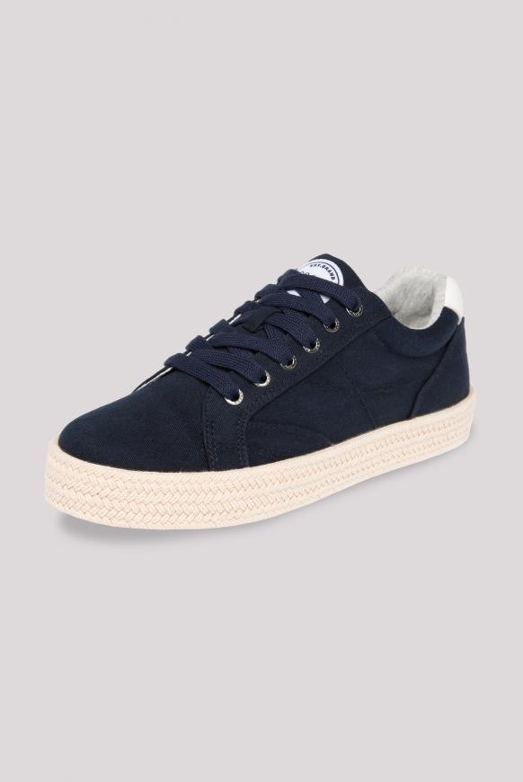 Canvas Plateau Sneaker mit Textilgeflecht blue navy