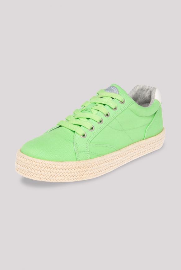 Canvas Plateau Sneaker mit Textilgeflecht fresh lime