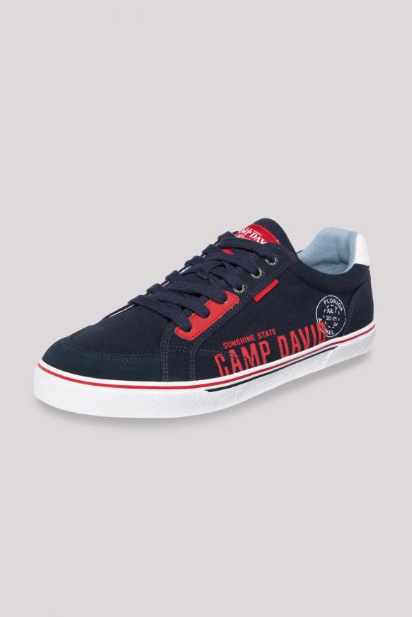 Canvas Sneaker mit Logo Design blue navy