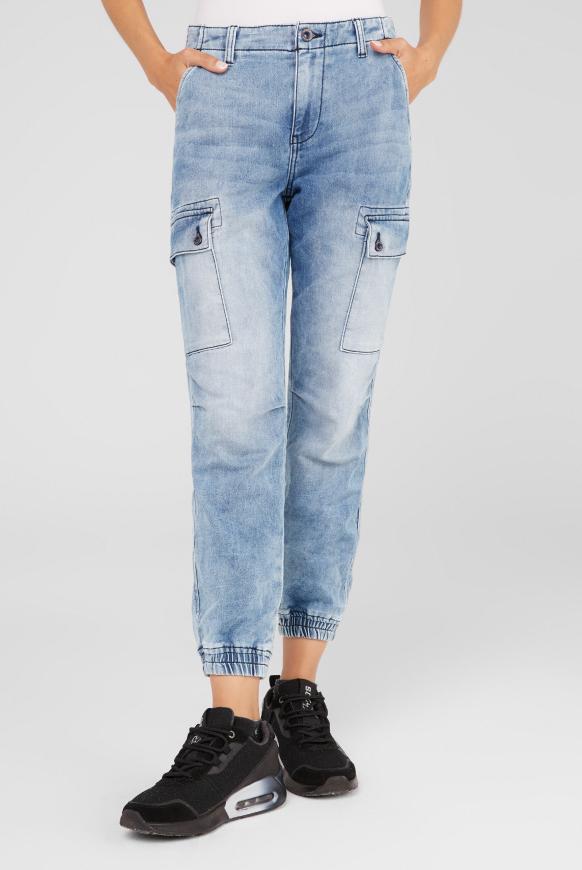 Cargo Jeans CAR:LA aus Sweatmaterial