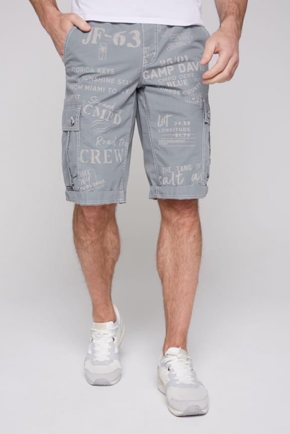 Cargo Shorts mit All Over Prints grey blue