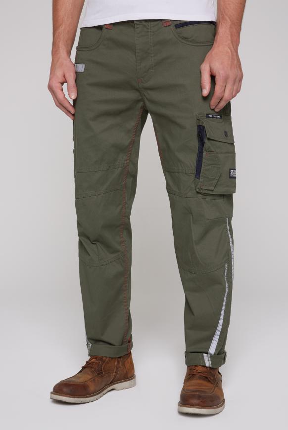 Cargohose mit Tapes, Print und Taschen medium khaki