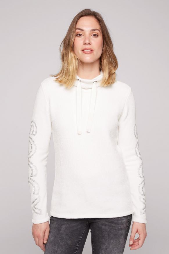 Chenille-Pullover mit Rollkragen und Logo