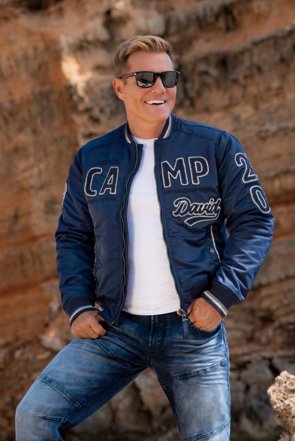 CAMP DAVID & SOCCX | College-Blouson mit Frottee-Logo dark teal