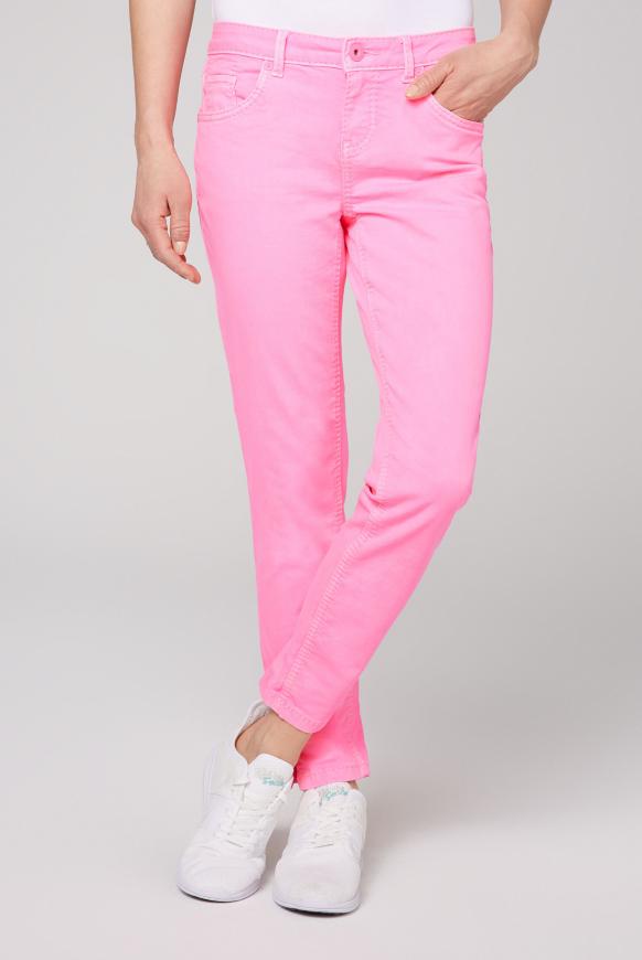 Coloured Jeans MI:RA mit tonigen Nähten paradise pink