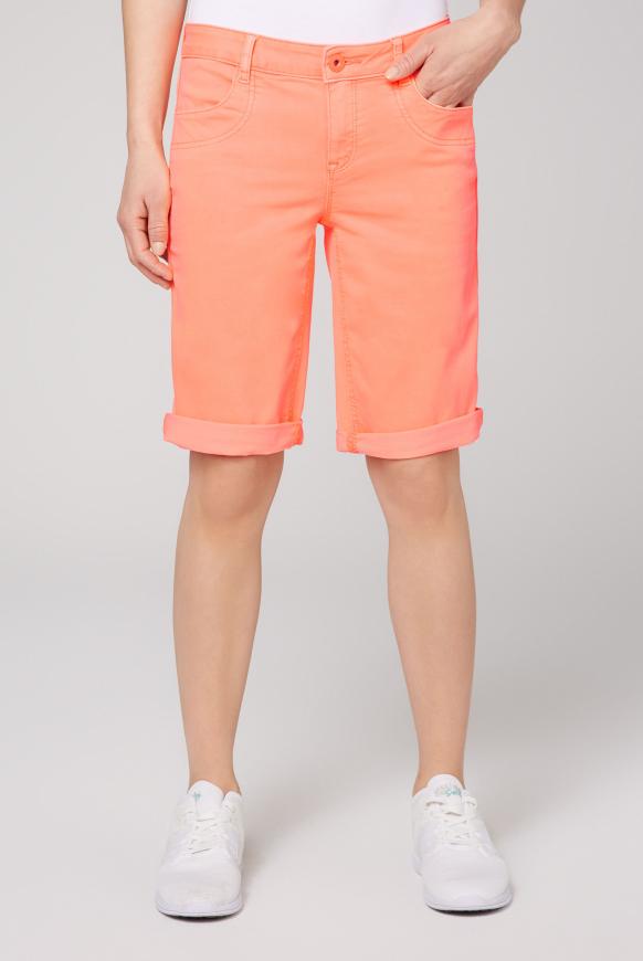 Coloured Jeansshorts BE:BY mit Seitentape neon papaya