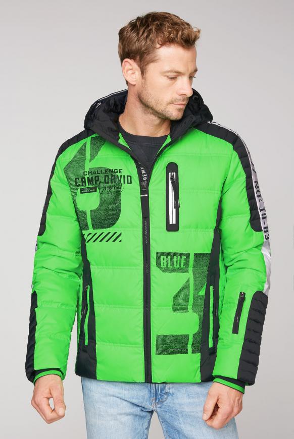 Daunenjacke mit Kapuze im Racing-Stil