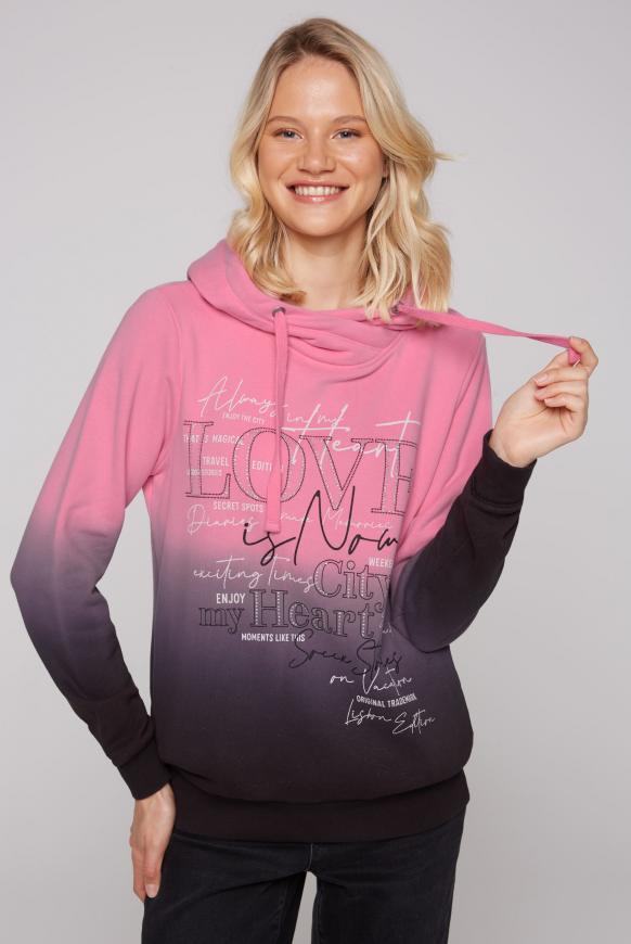 Dip Dye Hoodie mit Wording Print happy pink