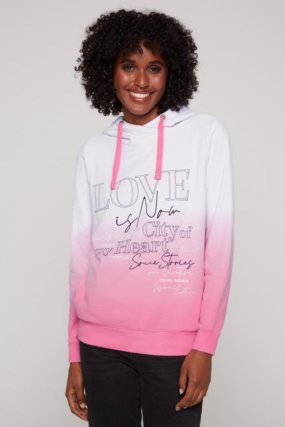 Dip Dye Hoodie mit Wording Print opticwhite