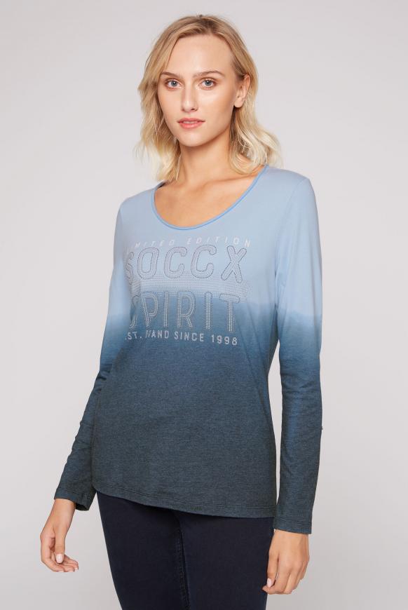 Dip Dye Langarmshirt mit Logo Artwork cool blue