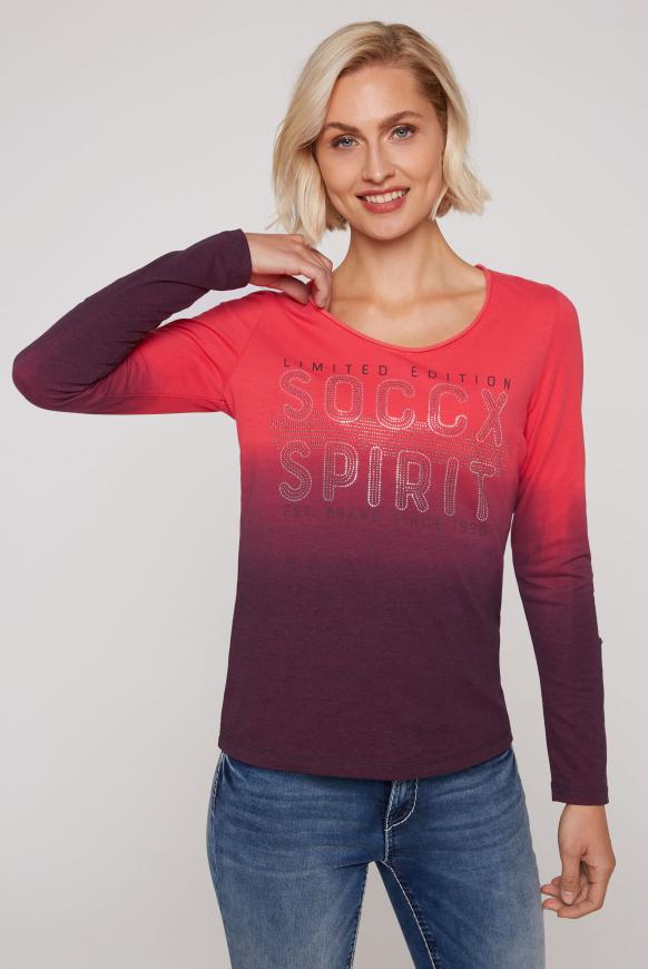 Dip Dye Langarmshirt mit Logo Artwork red glow