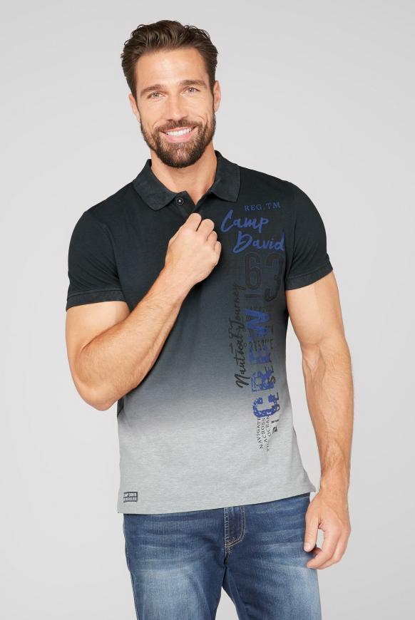 Dip Dye Polo aus Pikee mit Rubber Print