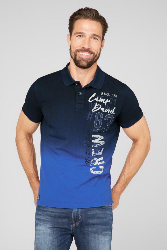 Dip Dye Polo aus Pikee mit Rubber Print