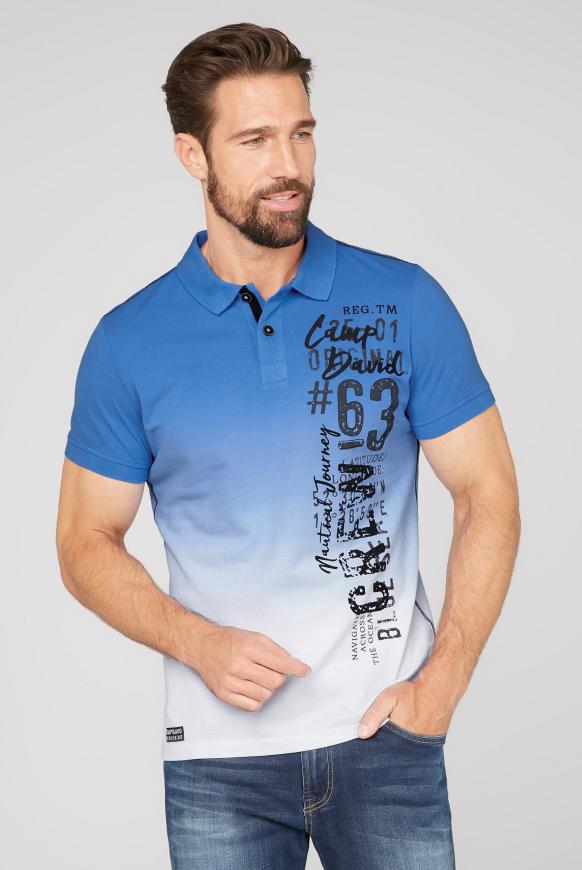 Dip Dye Polo aus Pikee mit Rubber Print