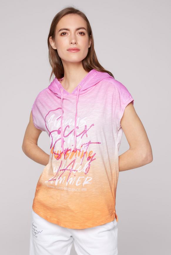 Dip-Dye-Shirt mit Meshkapuze pink blush