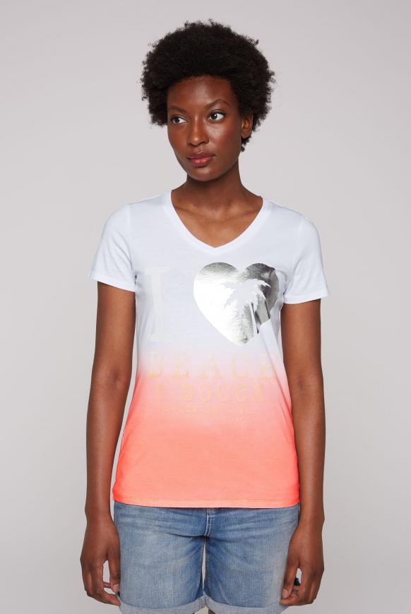 Dip Dye T-Shirt mit Label Print neon lobster