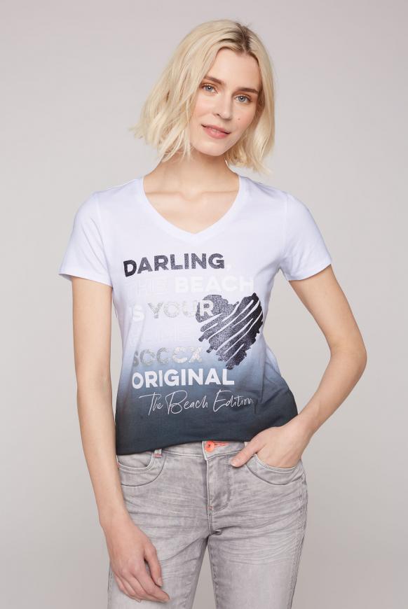 Dip Dye T-Shirt mit Label Print black