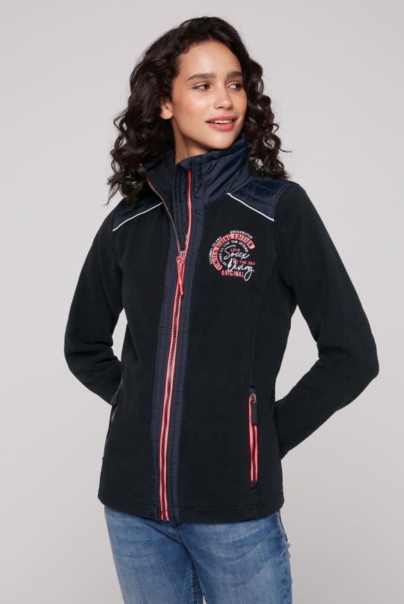 Fleecejacke im Materialmix blue navy