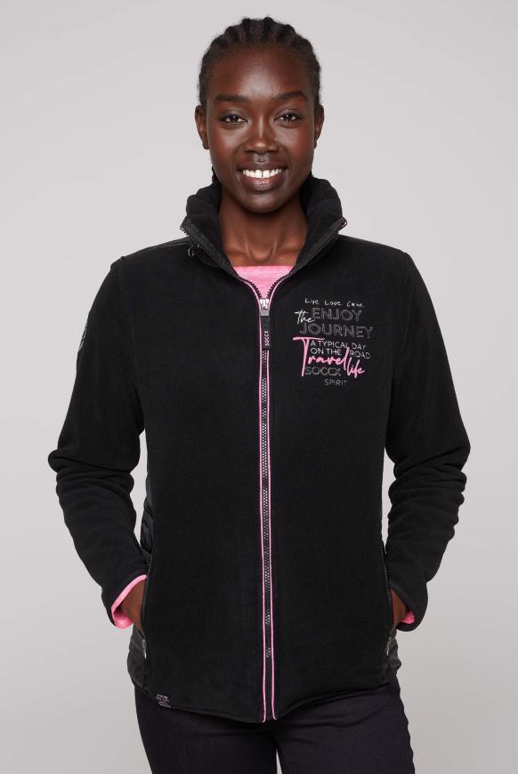 Fleecejacke im Materialmix mit Artwork
