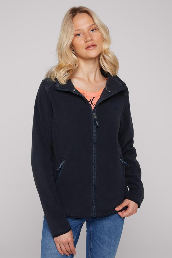 Fleecejacke im tonigen Materialmix blue navy
