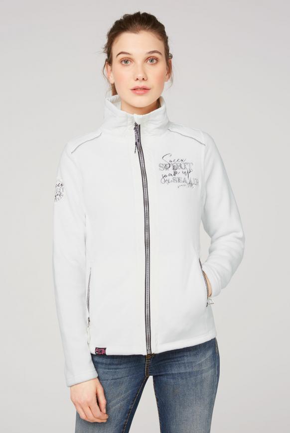 Fleecejacke mit Stepppartien und Artworks