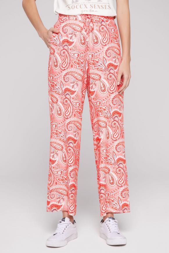 Fließende Hose mit Paisley-Muster pink pailsey