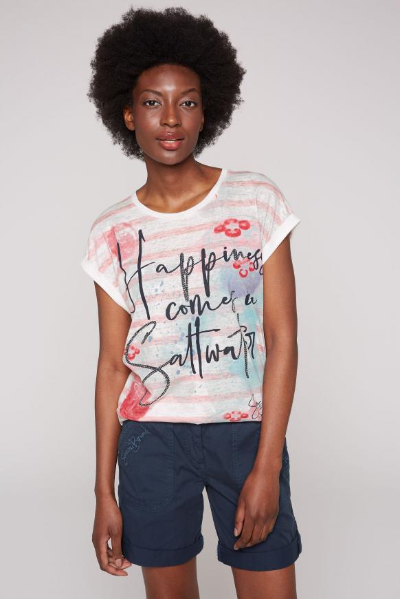 Gestreiftes Ausbrenner-Shirt mit Artwork