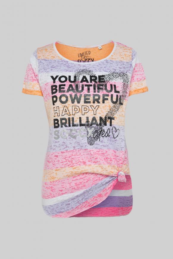 Gestreiftes Ausbrenner-Shirt mit Glitter Artwork
