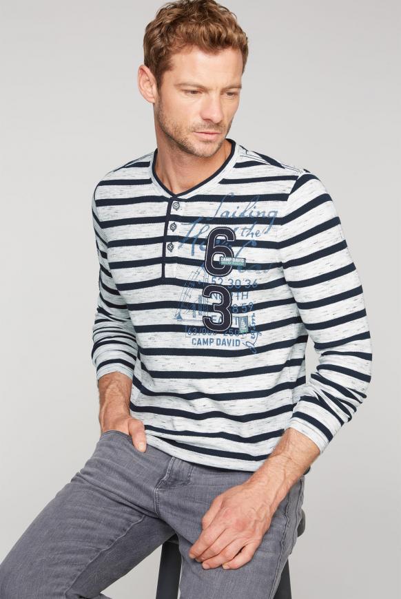 Gestreiftes Henley-Shirt mit Artworks