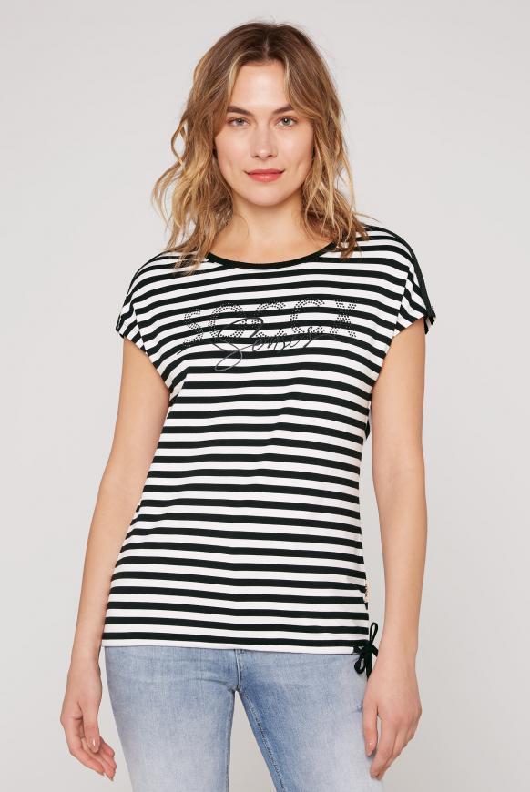 Gestreiftes Logo-Shirt mit Tunnelzug am Saum