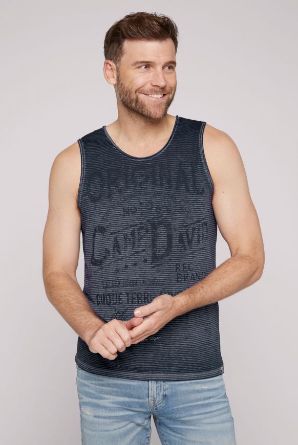 Gestreiftes Muskelshirt mit Ausbrenner-Effekten