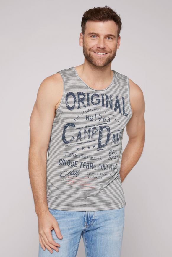 Gestreiftes Muskelshirt mit Ausbrenner-Effekten