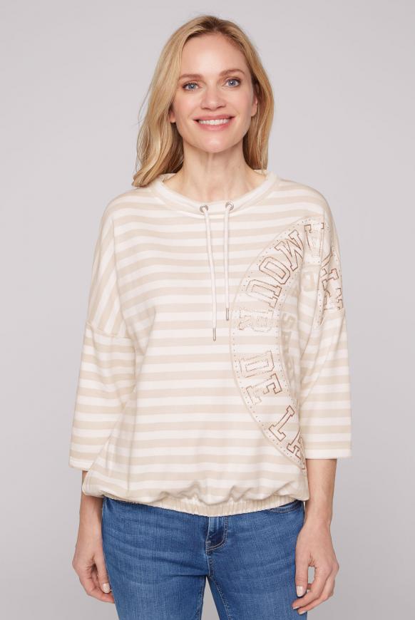 Gestreiftes Sweatshirt mit Artwork ivory