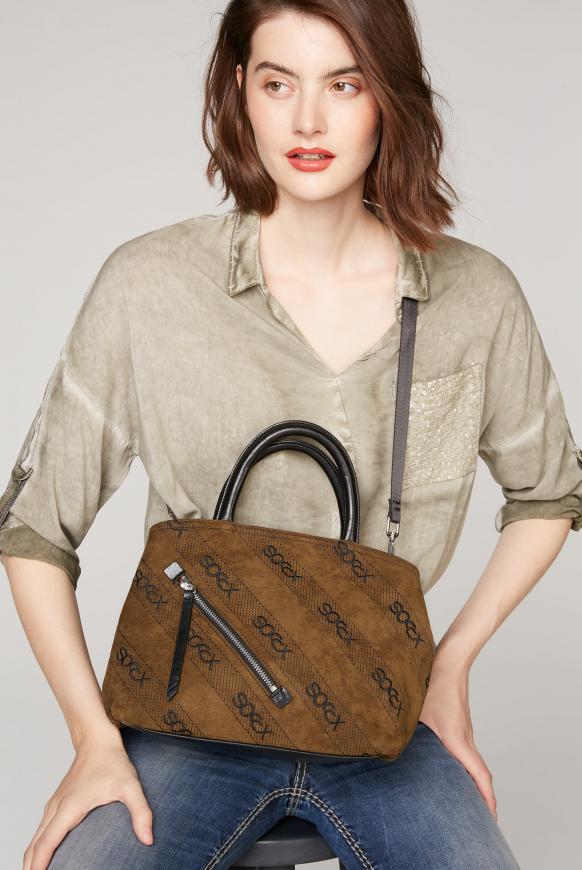 Handtasche aus Lederimitat mit Logo-Stickereien