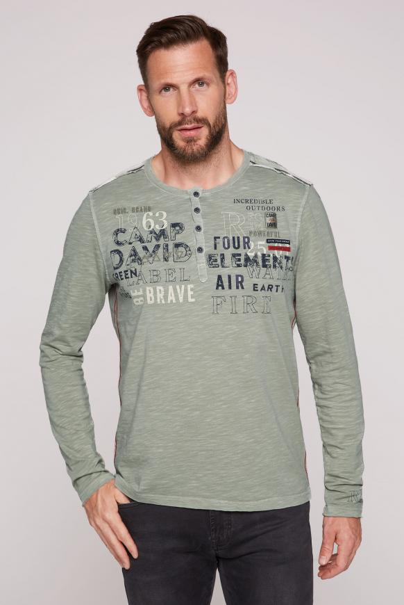 Henley-Langarmshirt im Used Look