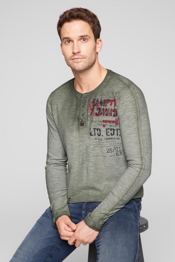 Henley-Langarmshirt im Vintage Style