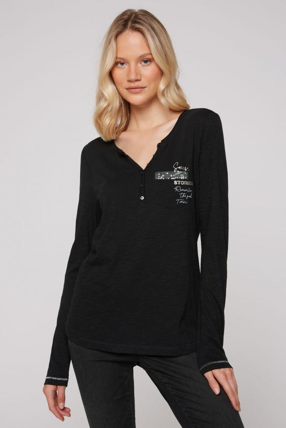 Henley-Langarmshirt mit Rücken-Artwork